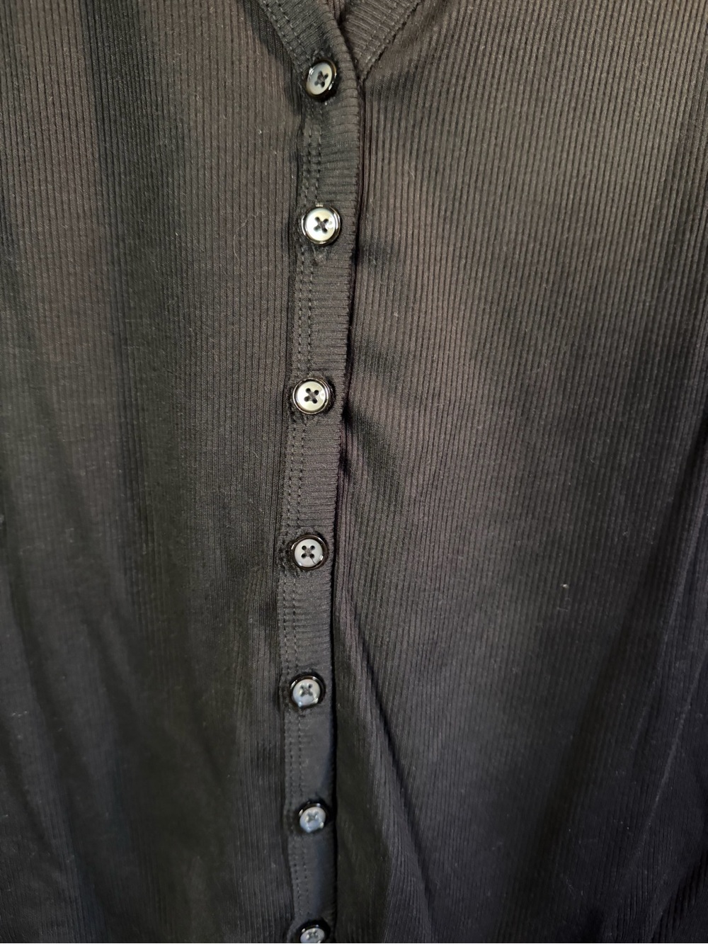 a new day Black Ribbed Button-Front V-Neck Cardigan size 2X - Picture 2 of 4